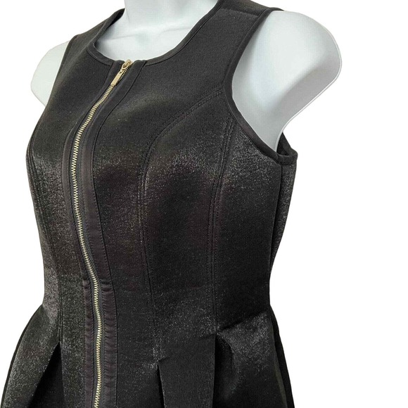 Marciano Women's Black Metallic Neoprene Sleeveless Mini-Dress Pockets - Size 0 - Picture 2 of 9